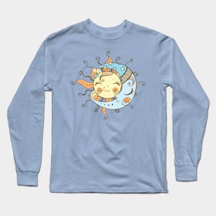 Sun Moon Cute Doodle Long Sleeve T-Shirt